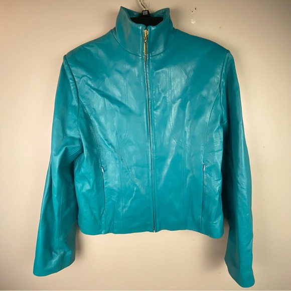 Wilsons Leather Jackets & Blazers - Vintage Wilsons Leather Turquoise/teal Women's Jacket L